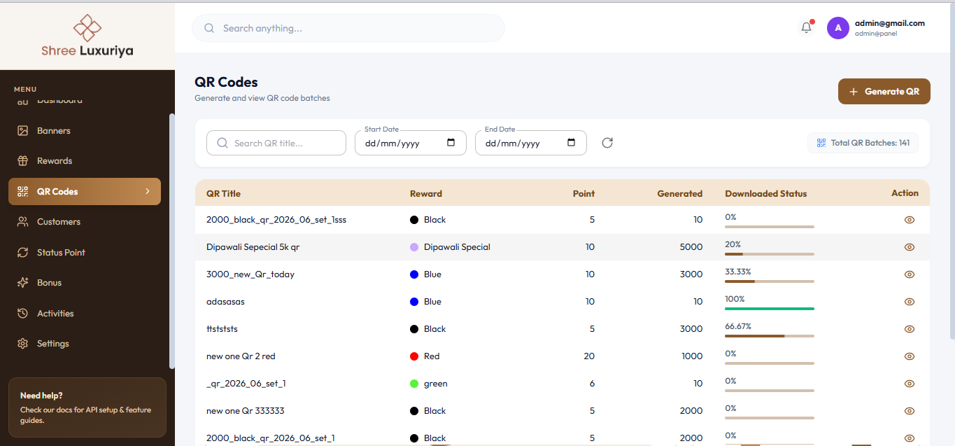 QR Code Tracking Functionality